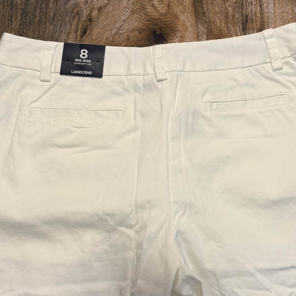 Lands’ End Mid Rise Straight Leg White Pants Women’s Size 8 NWT - Picture 4 of 10